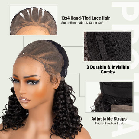 Black Full Lace African Short Curly Braided Wigs |PRUSES