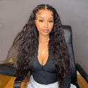Long Curly Front Lace Black Wig