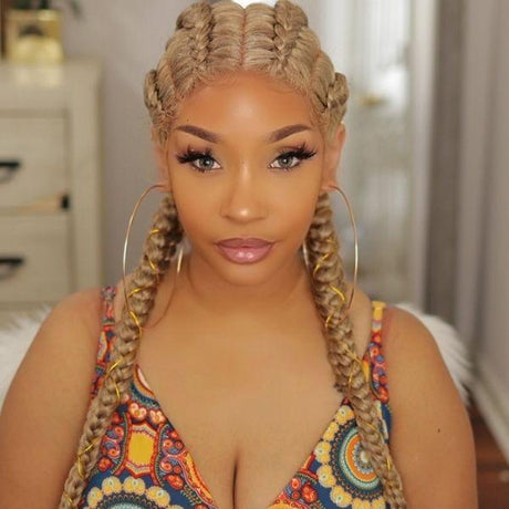 100% Hand-Braided 4 Dutch Braids Cornrow Braid Wig-1