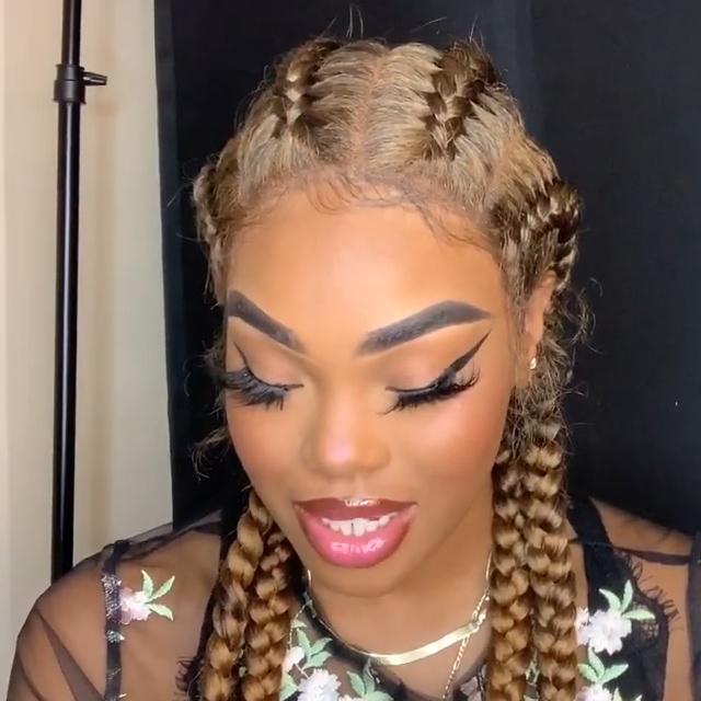 100% Hand-Braided 4 Dutch Braids Cornrow Braid Wig-4
