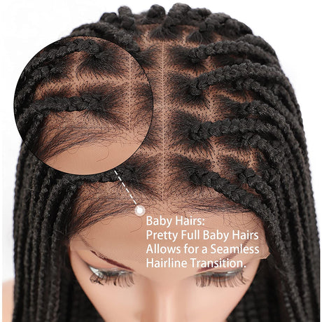 100% Hand-Braided Box Lace Front Braided Wigs-3