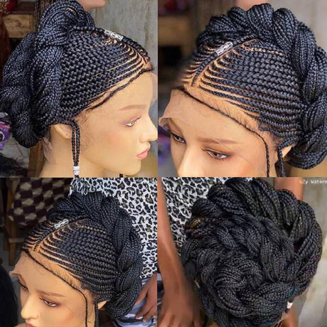 100% Hand-Braided Braided Wig Cornrow Wig 13*6 Frontal Wig Full Lace Wig