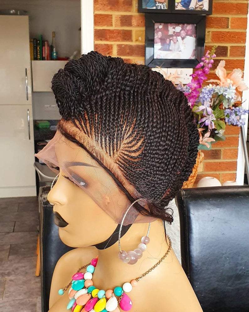 100% Hand-Braided Dutch Braids Full Lace Wig Cornrow Mowark Braided Wig-1