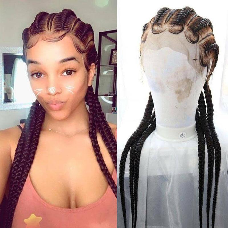 100% Hand-Braided Feedin Braids Stitch Braids Cornrow Braid Wig
