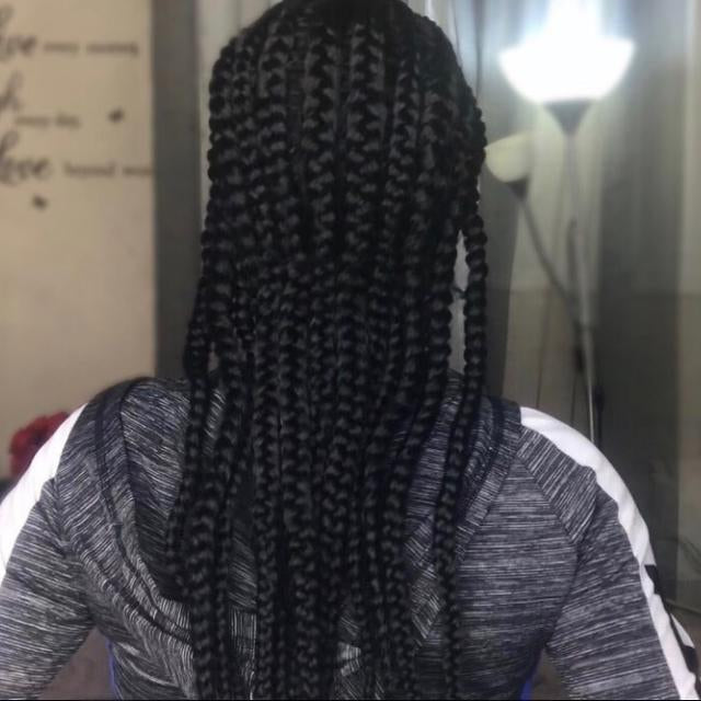 100% Hand-Braided Wig Lace Part With Baby Hair-1