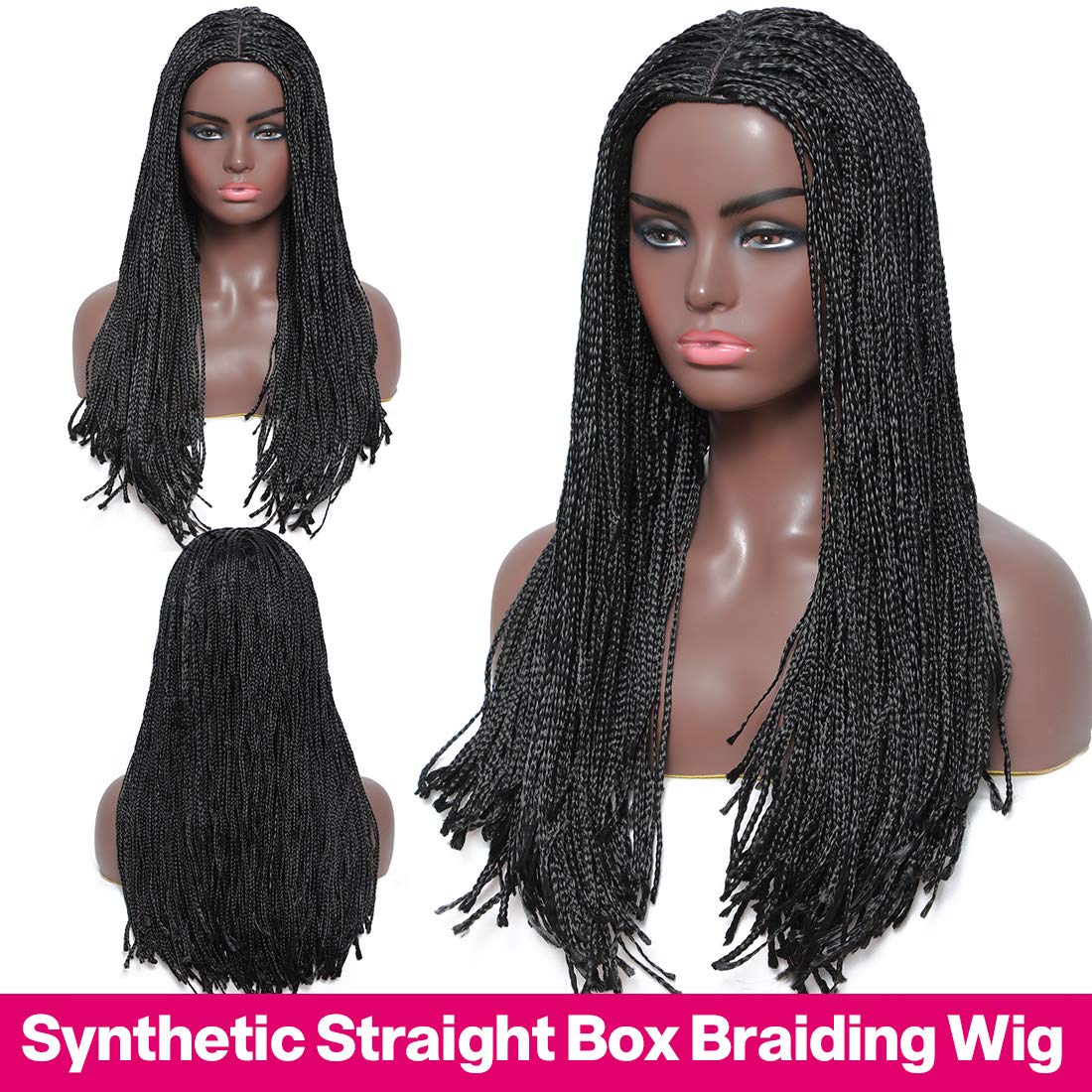 100% Hand Braid Box Font Lace Braided Wigs-1