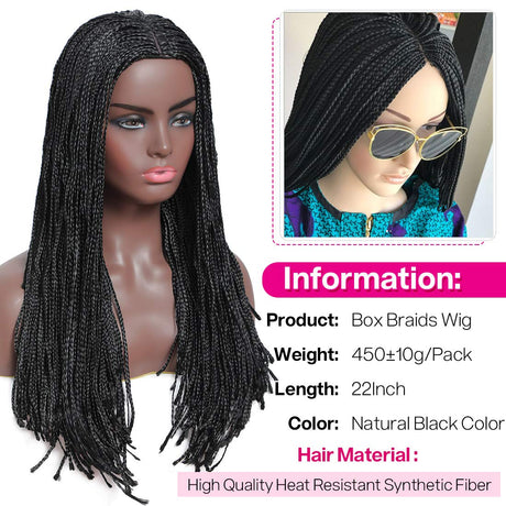 100% Hand Braid Box Font Lace Braided Wigs-3