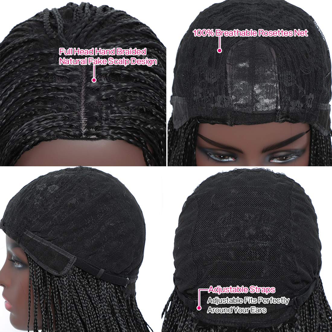 100% Hand Braid Box Font Lace Braided Wigs-5
