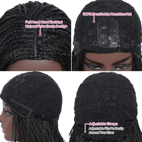 100% Hand Braid Box Font Lace Braided Wigs-5