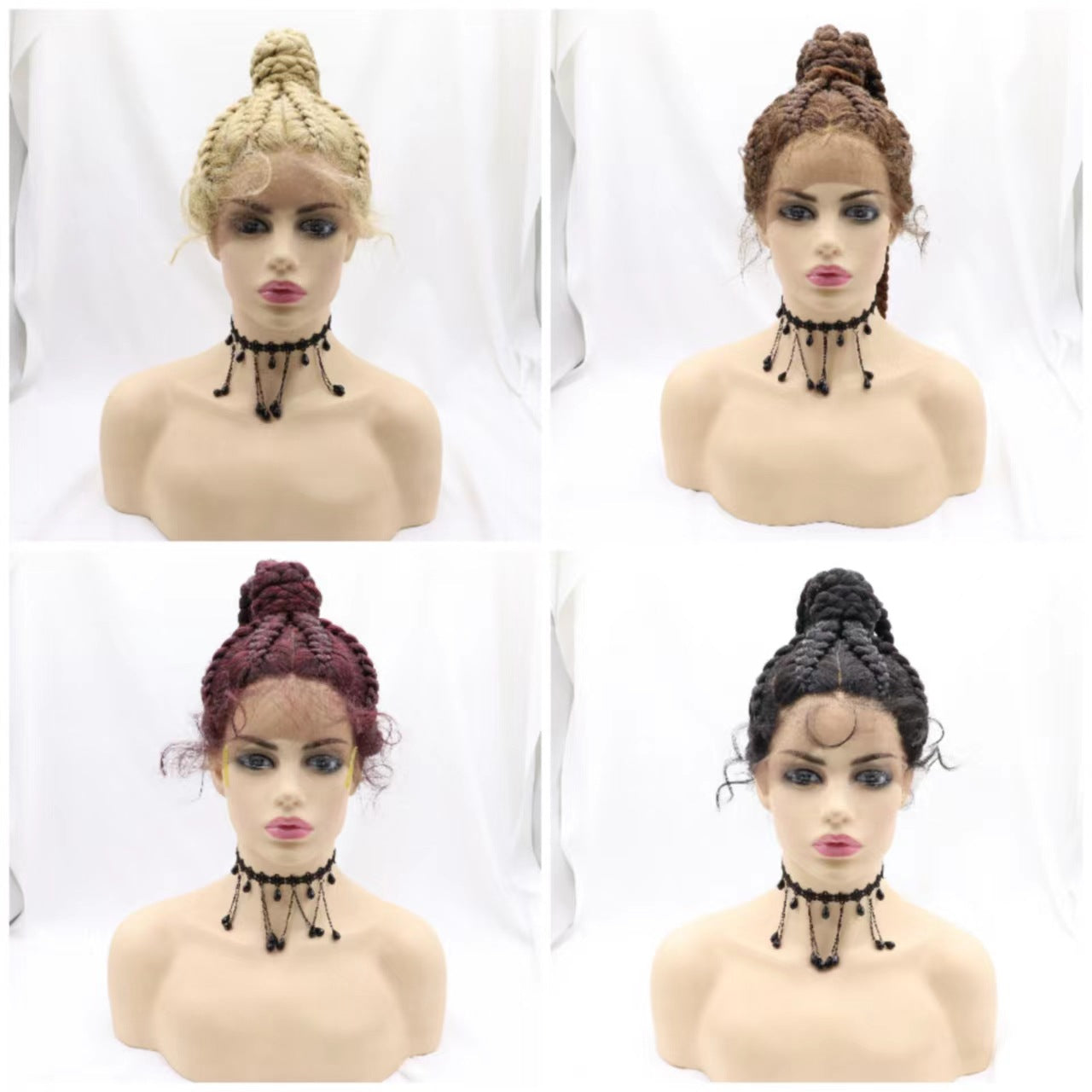 100% Hand Braid Cornrow Braids Lace Frontal Wig-1-1