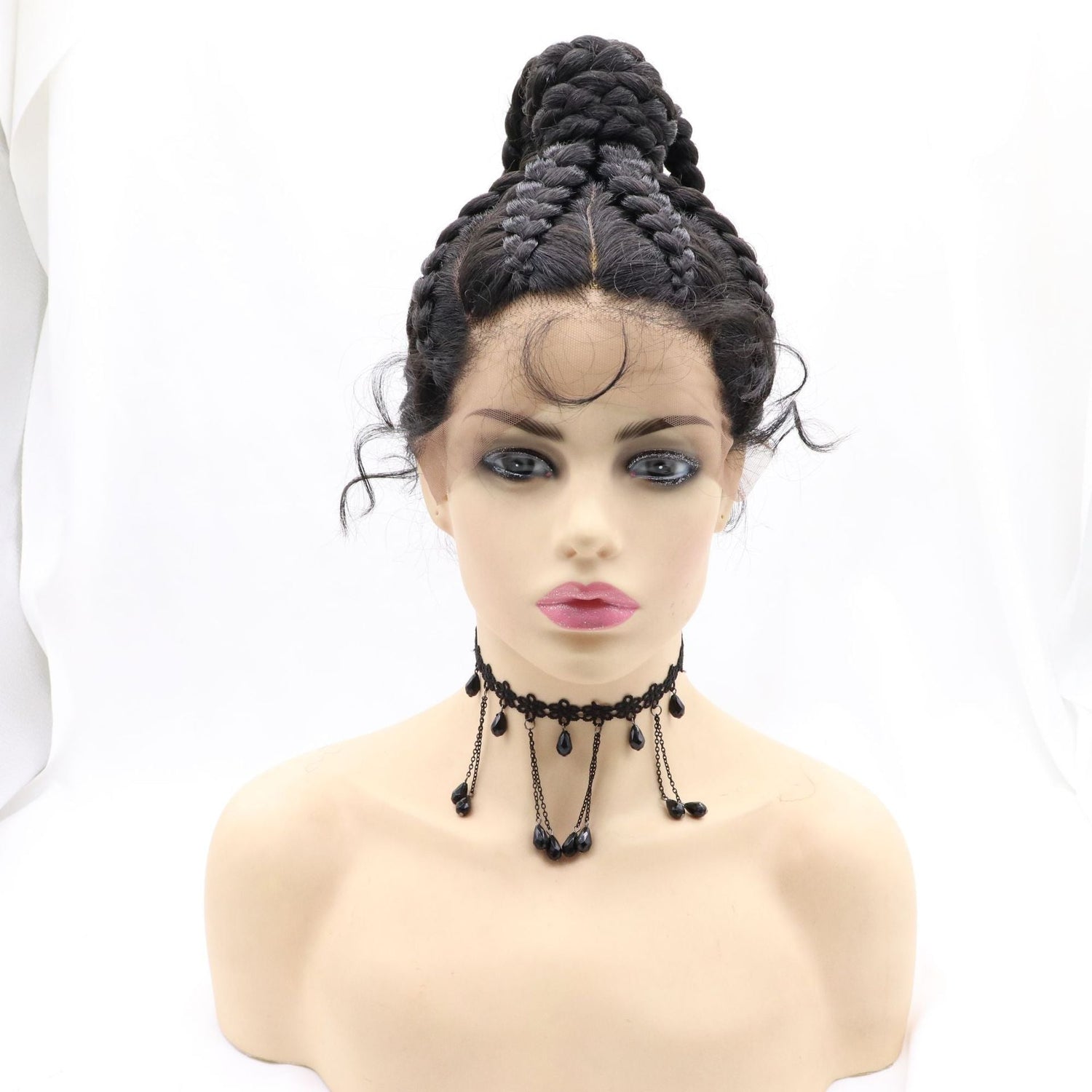 100% Hand Braid Cornrow Braids Lace Frontal Wig-1-2