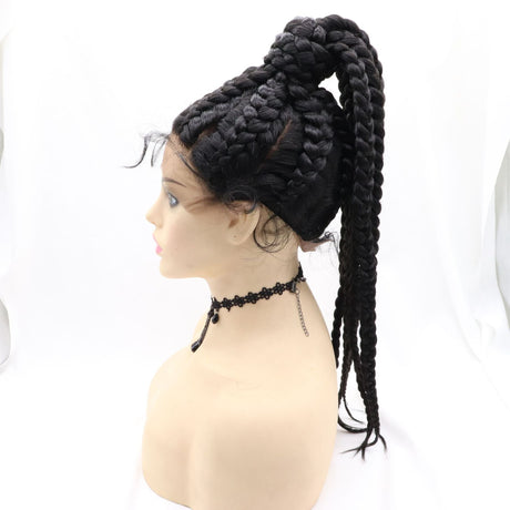 100% Hand Braid Cornrow Braids Lace Frontal Wig-1-3