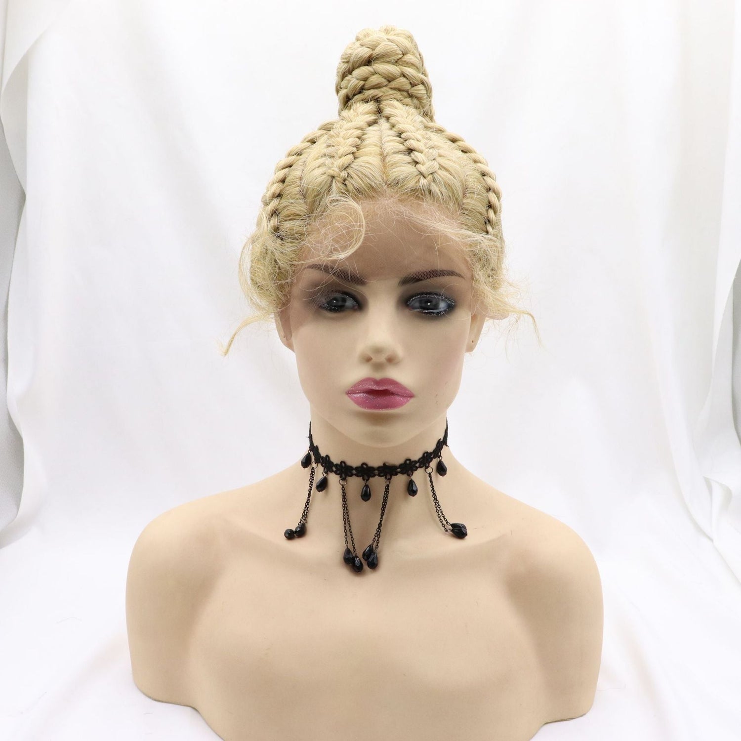 100% Hand Braid Cornrow Braids Lace Frontal Wig-1-9