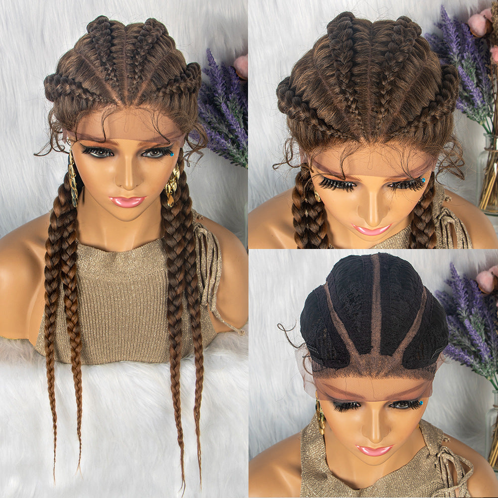 100% Hand Braid Cornrow Braids Lace Frontal Wig-2-2