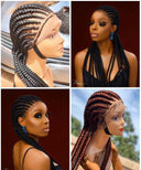100% Hand Braided Cornrow Kinky Twist Wigs