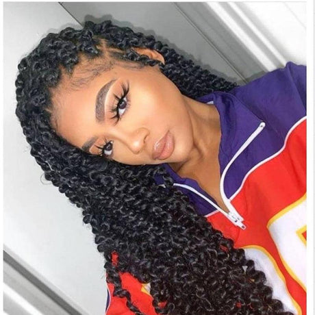 100% Hand Braided Passion Twists Braided Wig Cornrows Wig
