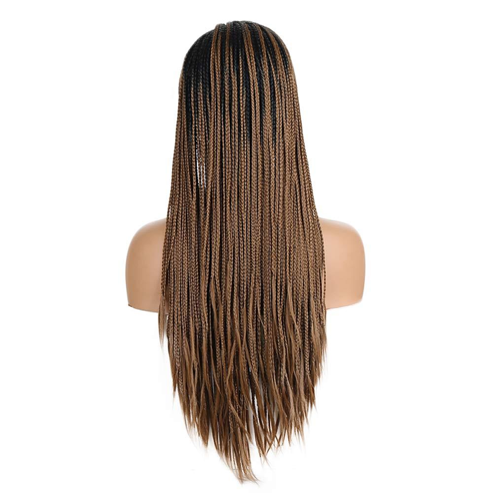 18" Black Root Ombre Brown Synthetic Wig Long Hand Braided Wig-3