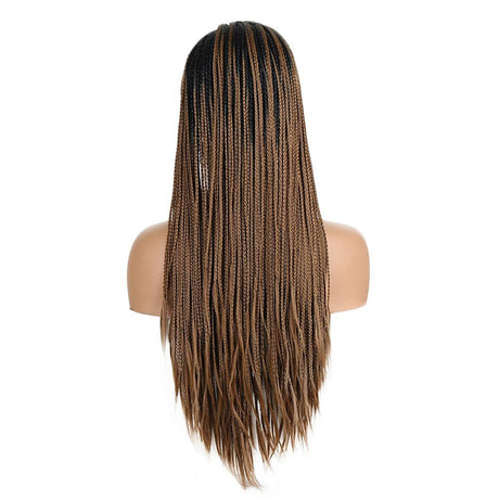 18" Black Root Ombre Brown Synthetic Wig Long Hand Braided Wig-3