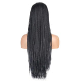 18" Hand Braided Wig Natural Black Braiding Wigs-3