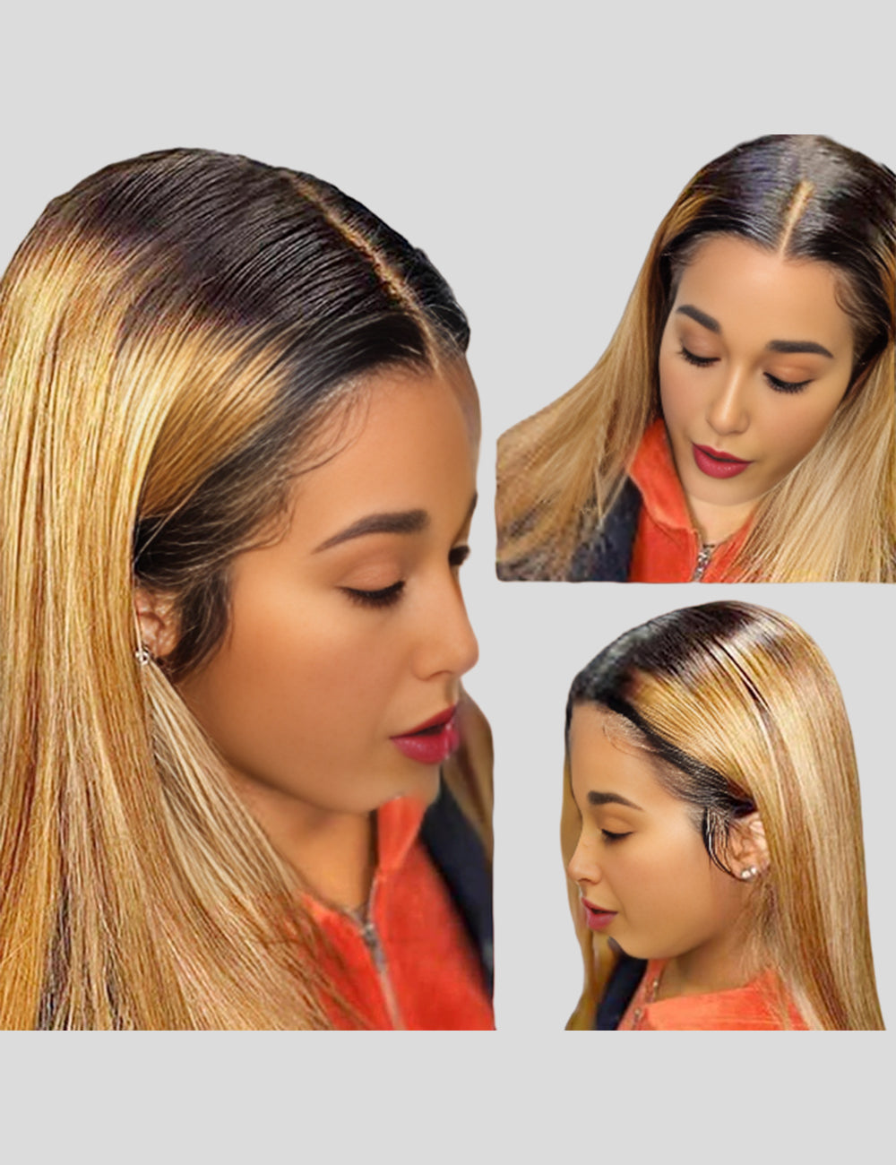 1B 27 Honey Blonde Colored Lace Front Wigs Straight HD 13x4 Front Wigs With Baby Hair Human Hair Wigs-4