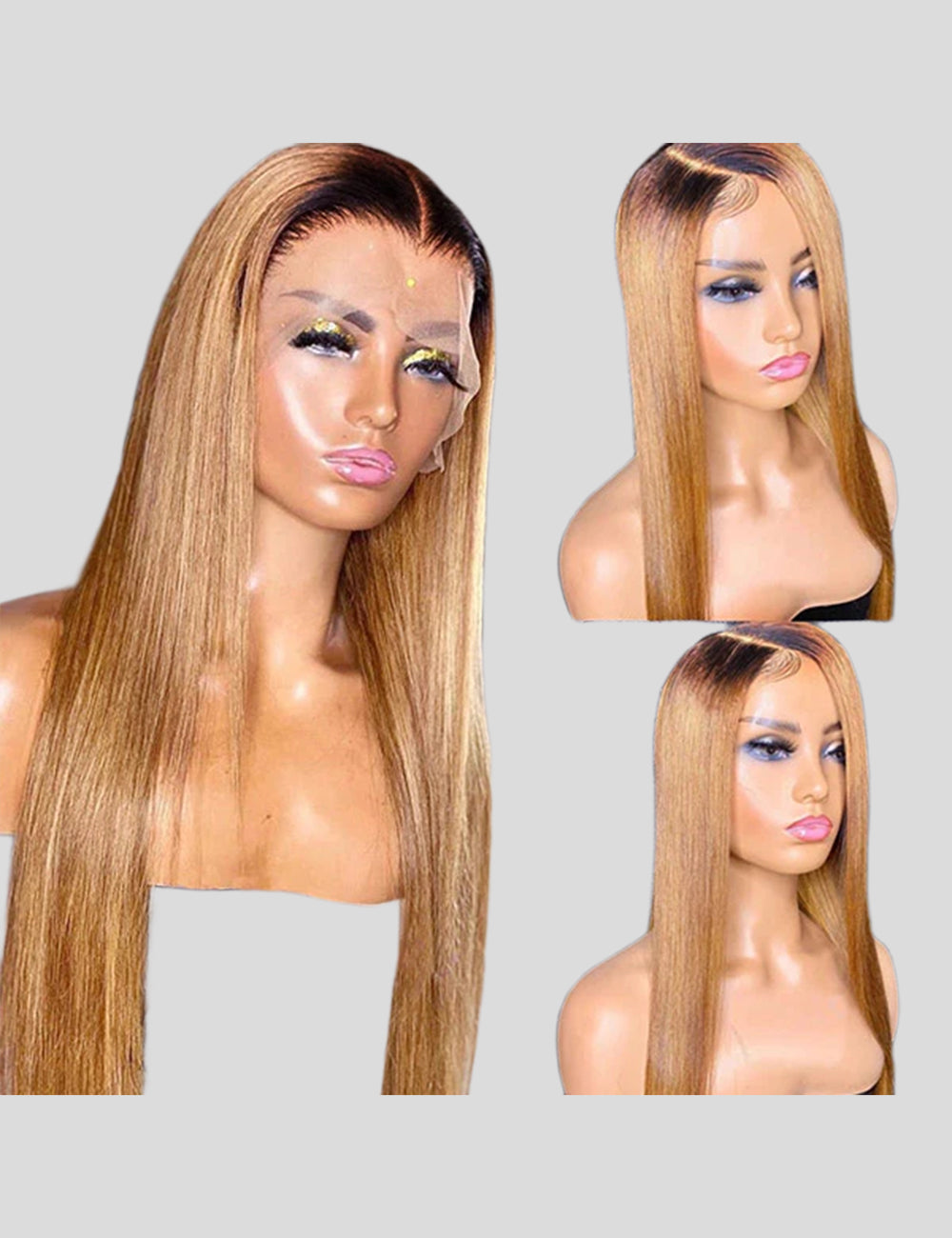 1B 27 Honey Blonde Colored Lace Front Wigs Straight HD 13x4 Front Wigs With Baby Hair Human Hair Wigs-5