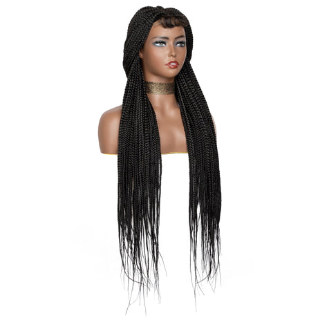 2022 Latest Popular 100% Hand Box Front Lace Bangs Braided Wigs-1