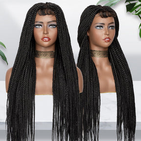 2022 Latest Popular 100% Hand Box Front Lace Bangs Braided Wigs