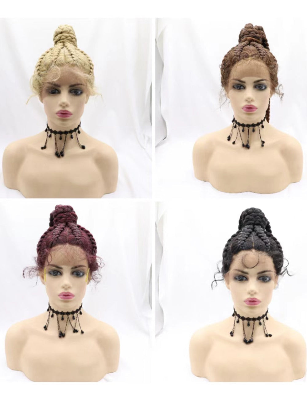 22 Inch Hand Braid Cornrow Braids Lace Front Wigs-1