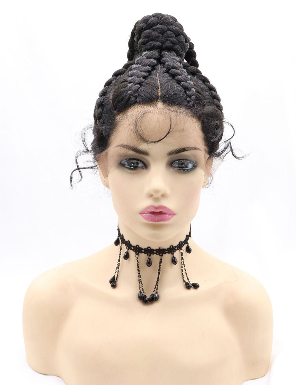 22 Inch Hand Braid Cornrow Braids Lace Front Wigs-3