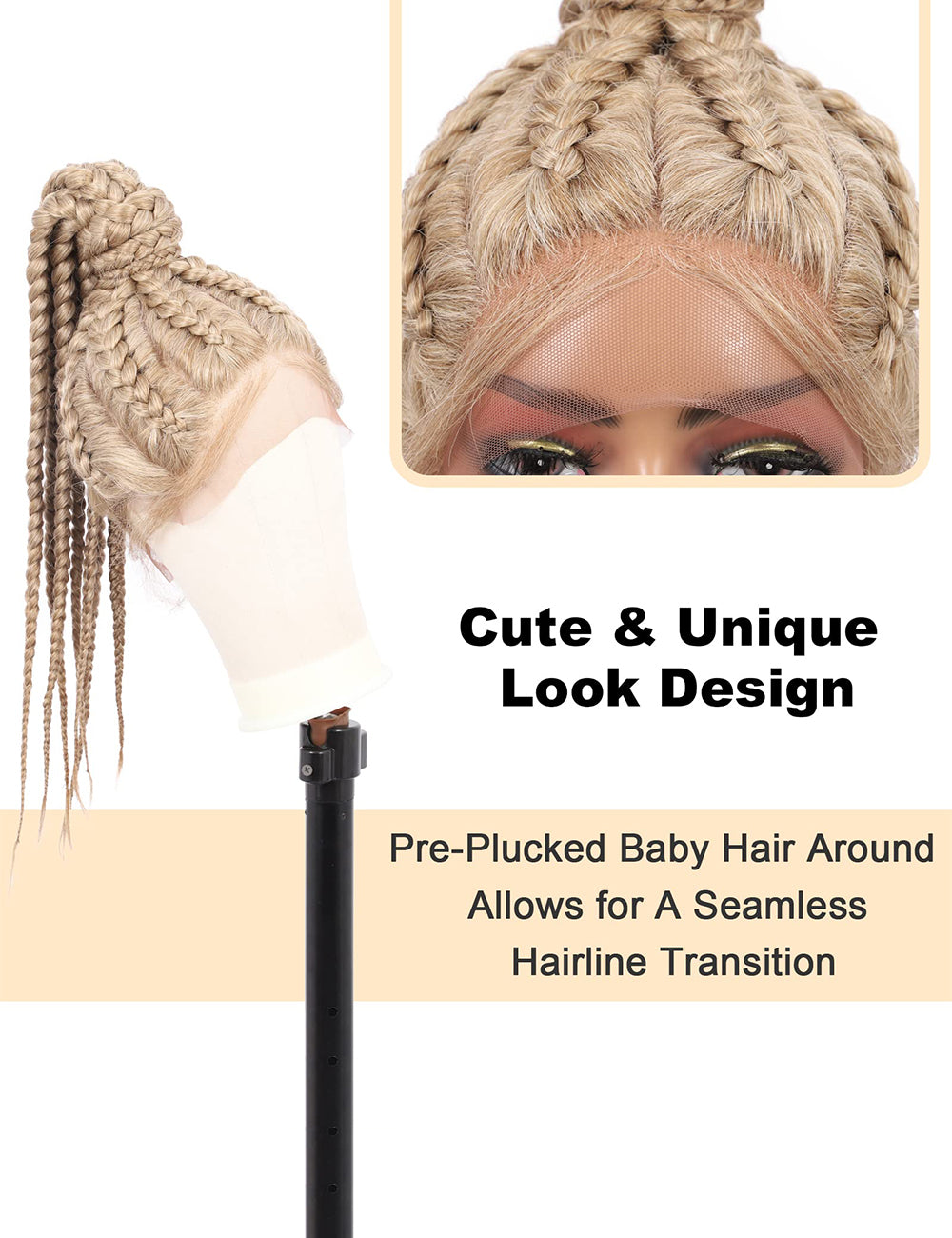 22 Inch Hand Braid Cornrow Braids Lace Front Wigs-6
