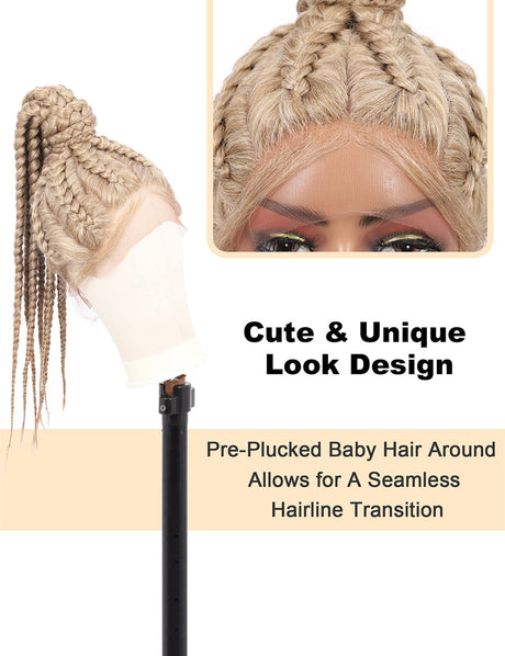 22 Inch Hand Braid Cornrow Braids Lace Front Wigs-6