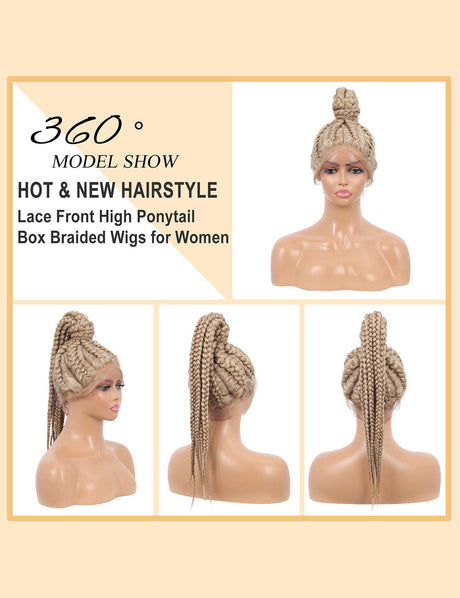 22 Inch Hand Braid Cornrow Braids Lace Front Wigs-8