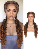 24 INCH Lace Front Curls Cornrow Braided Wigs-1