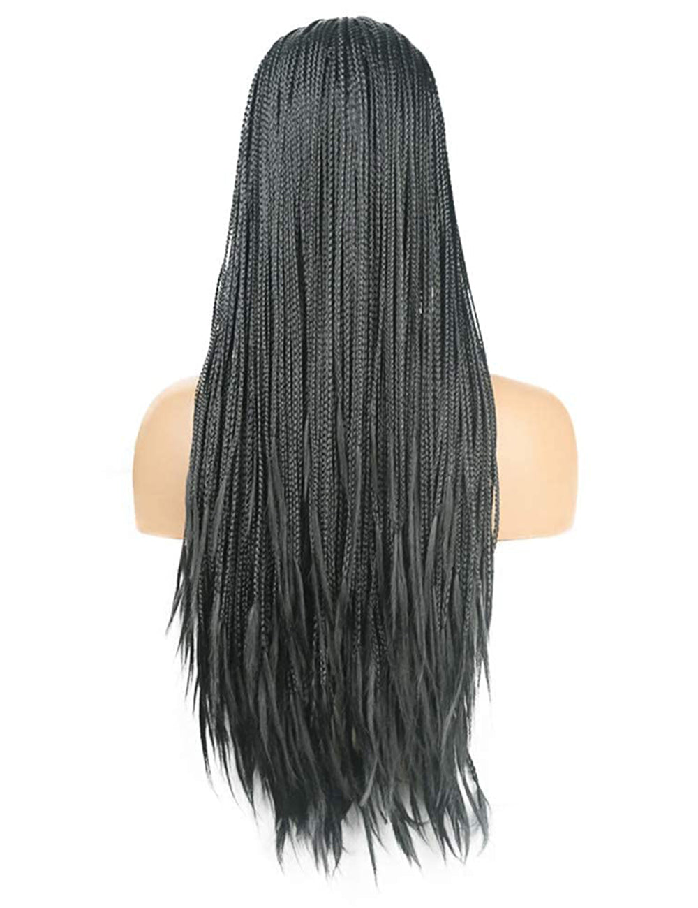 24 Inch Lace Front Black Box Braided Wigs-2