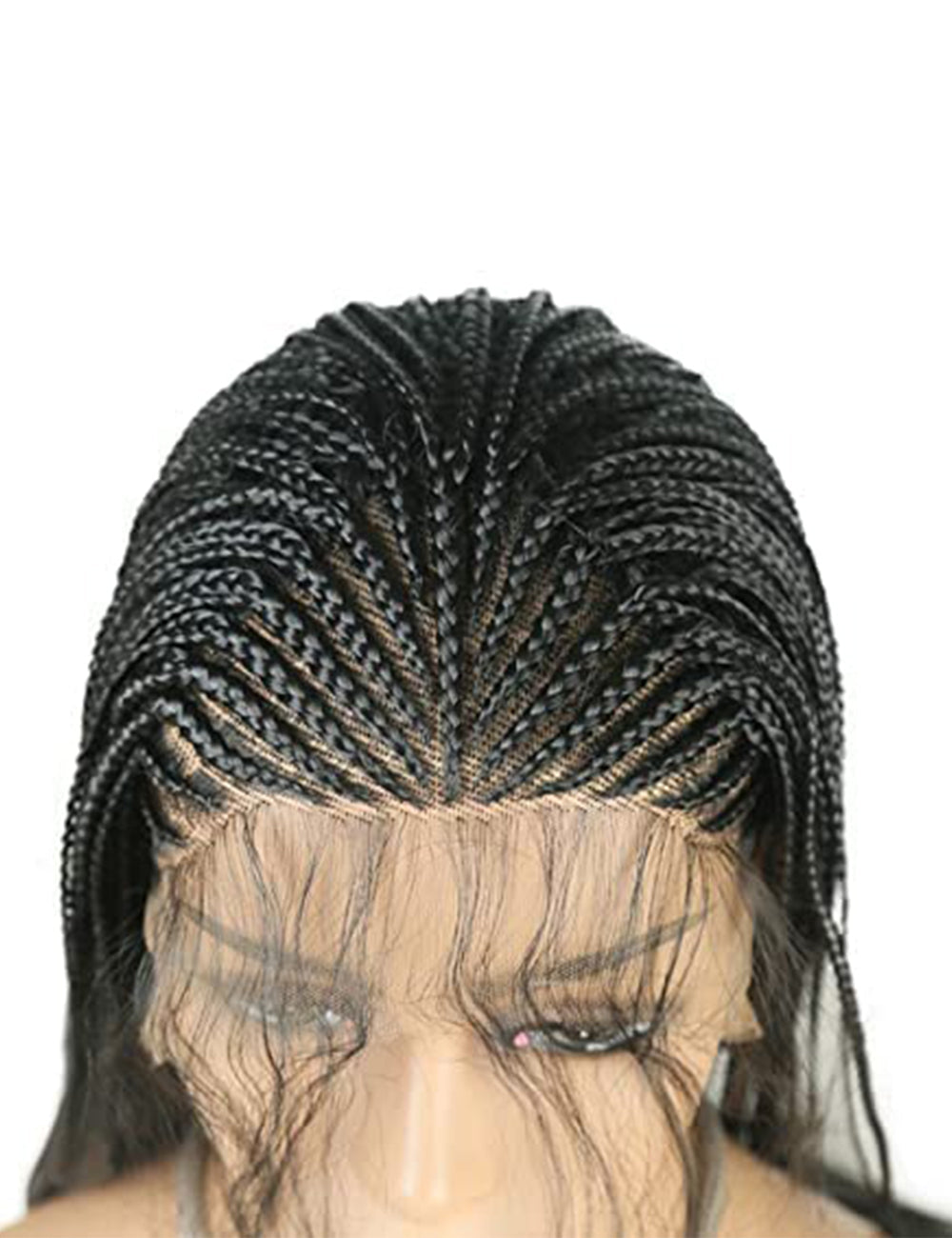 24 Inch Lace Front Black Box Braided Wigs-4