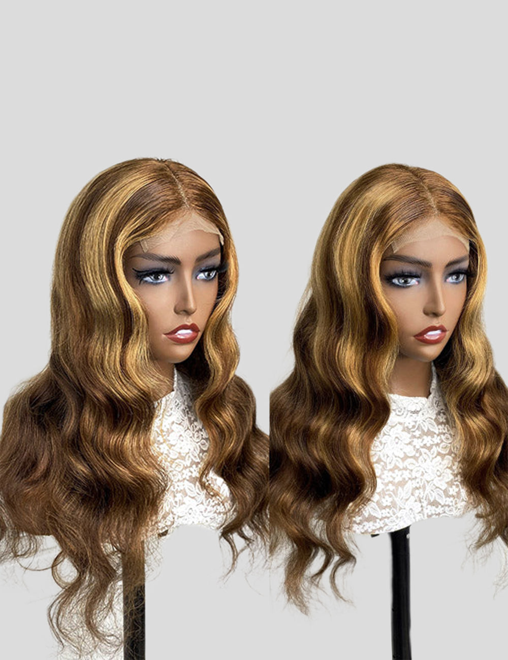 250% Density Balayage Highlight Lace Wigs Body Wave Lace Front Wigs With Baby Hair-2