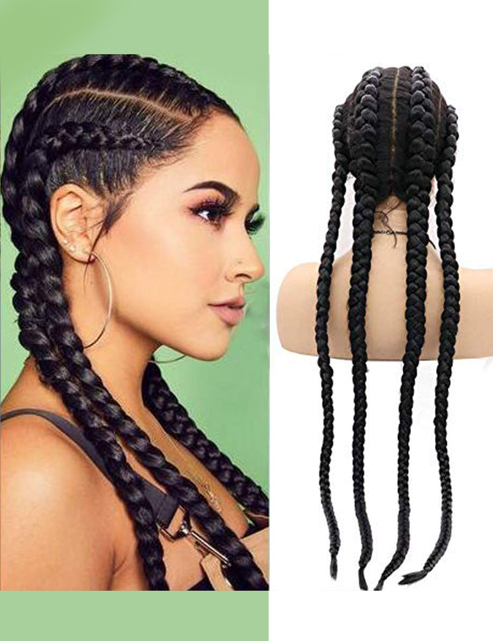 30 INCH Lace Front Hand 4 Dutch Braids Cornrow Braided-2