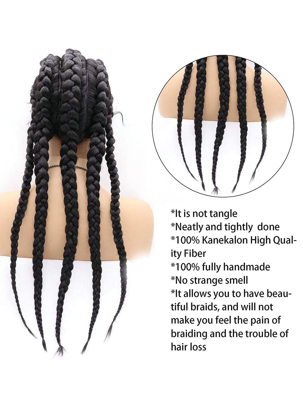 30 INCH Lace Front Hand 4 Dutch Braids Cornrow Braided-3-8