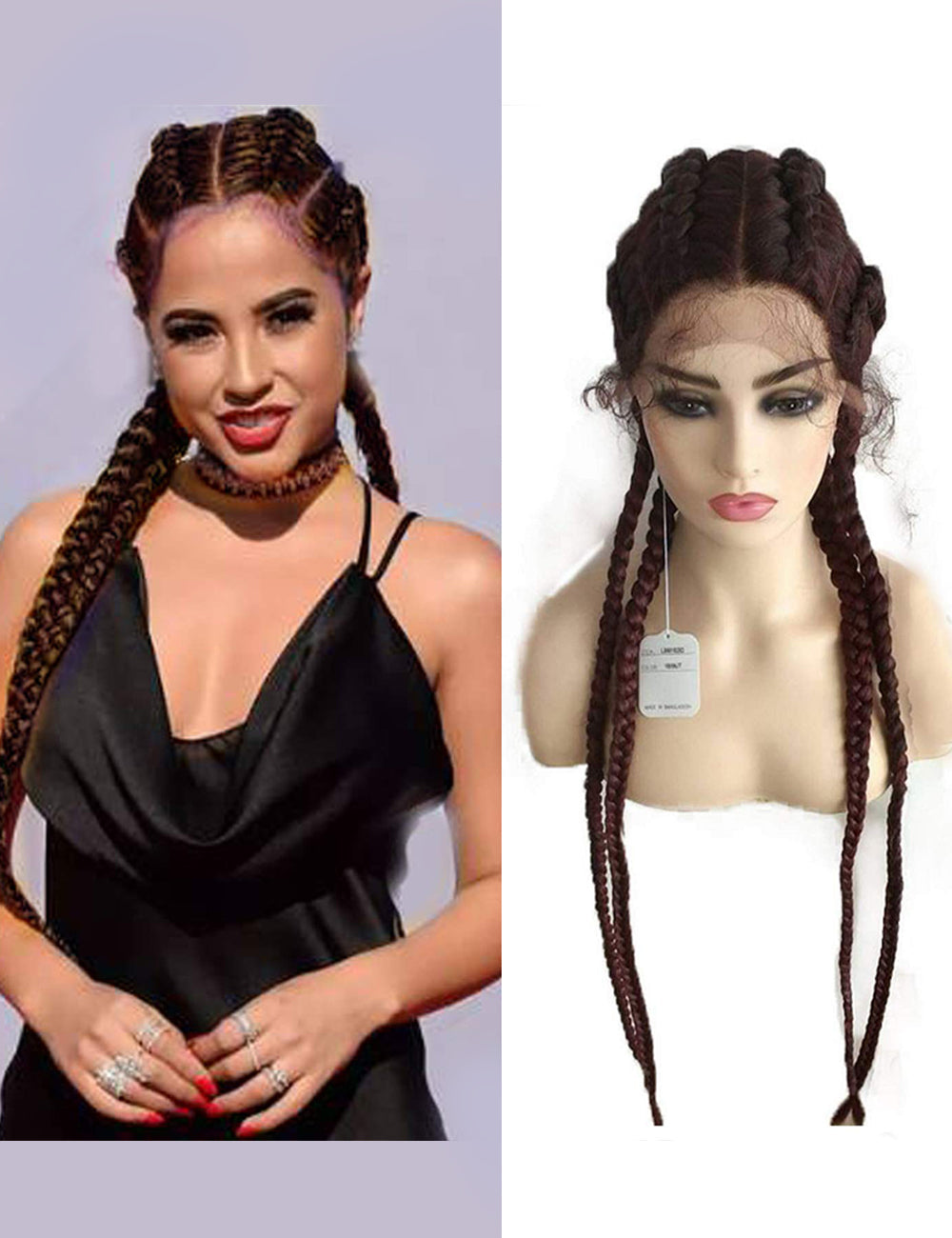 30 INCH Lace Front Hand 4 Dutch Braids Cornrow Braided-3