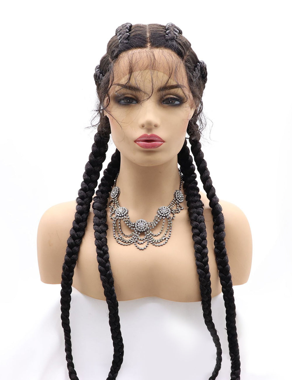 30 INCH Lace Front Hand 4 Dutch Braids Cornrow Braided-4