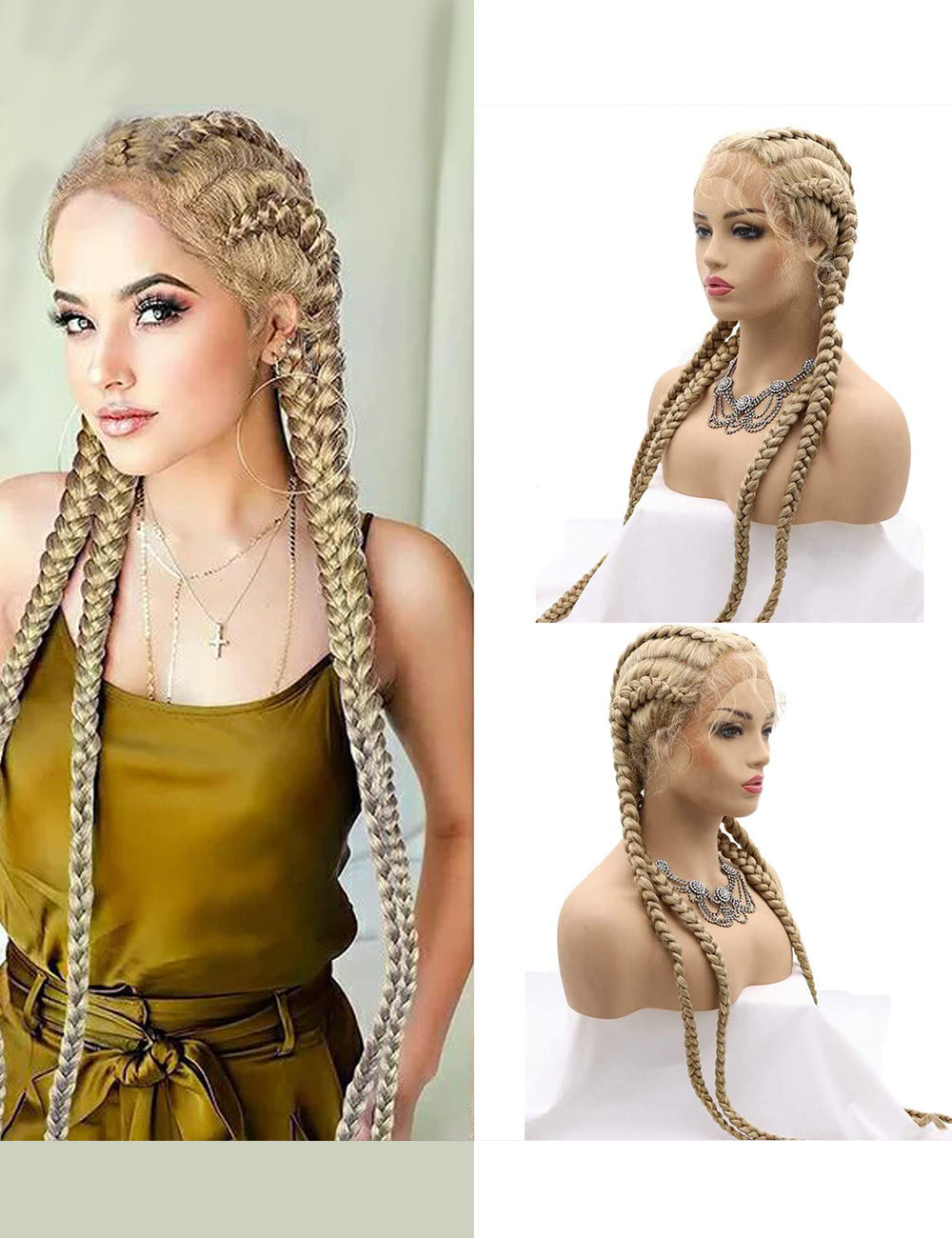 30 INCH Lace Front Hand 4 Dutch Braids Cornrow Braided