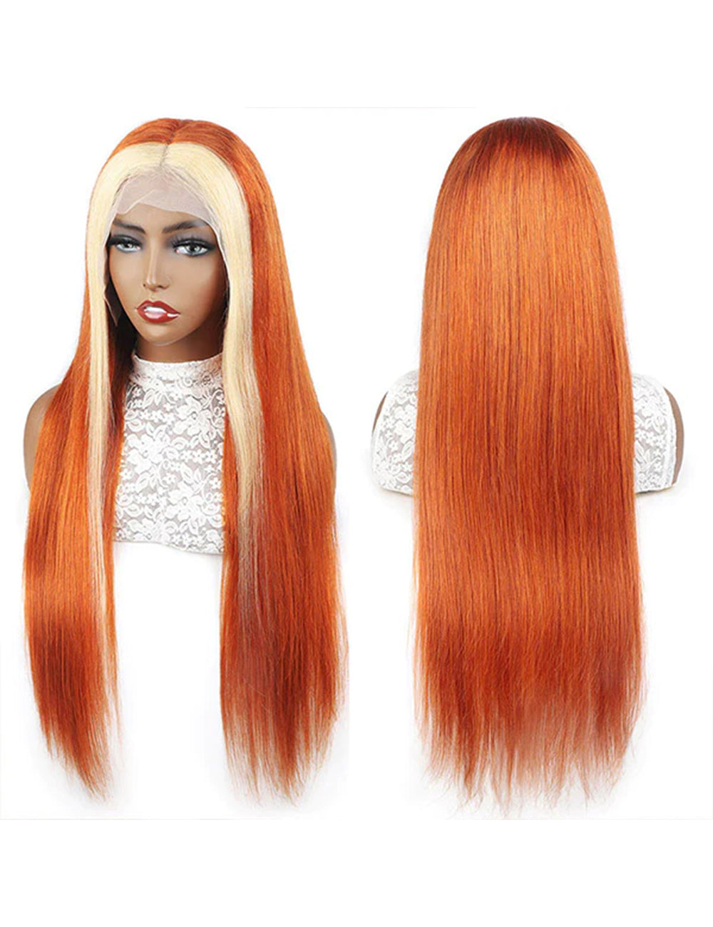 30 Inch Ginger Blonde Wig Straight Human Hair Wigs 13x4 Lace Front Wigs 200% Density-1