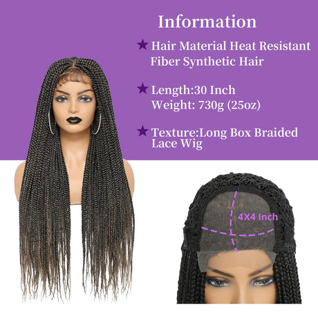 Lace Front Unknotted Box Braided Wigs