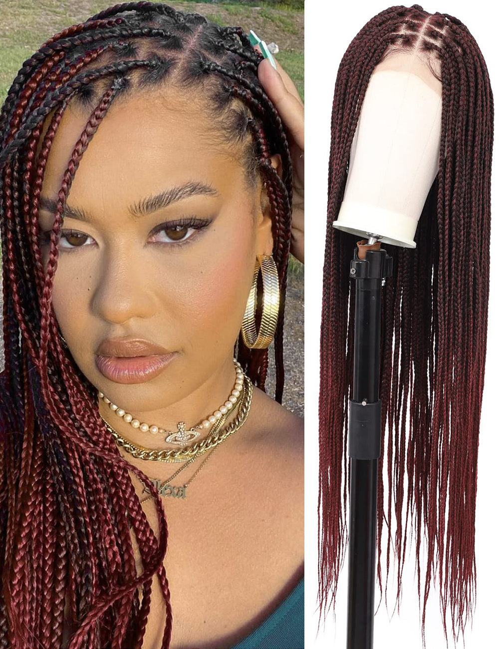 31 Inch Knotless Box Lace Front Braided Wigs-1