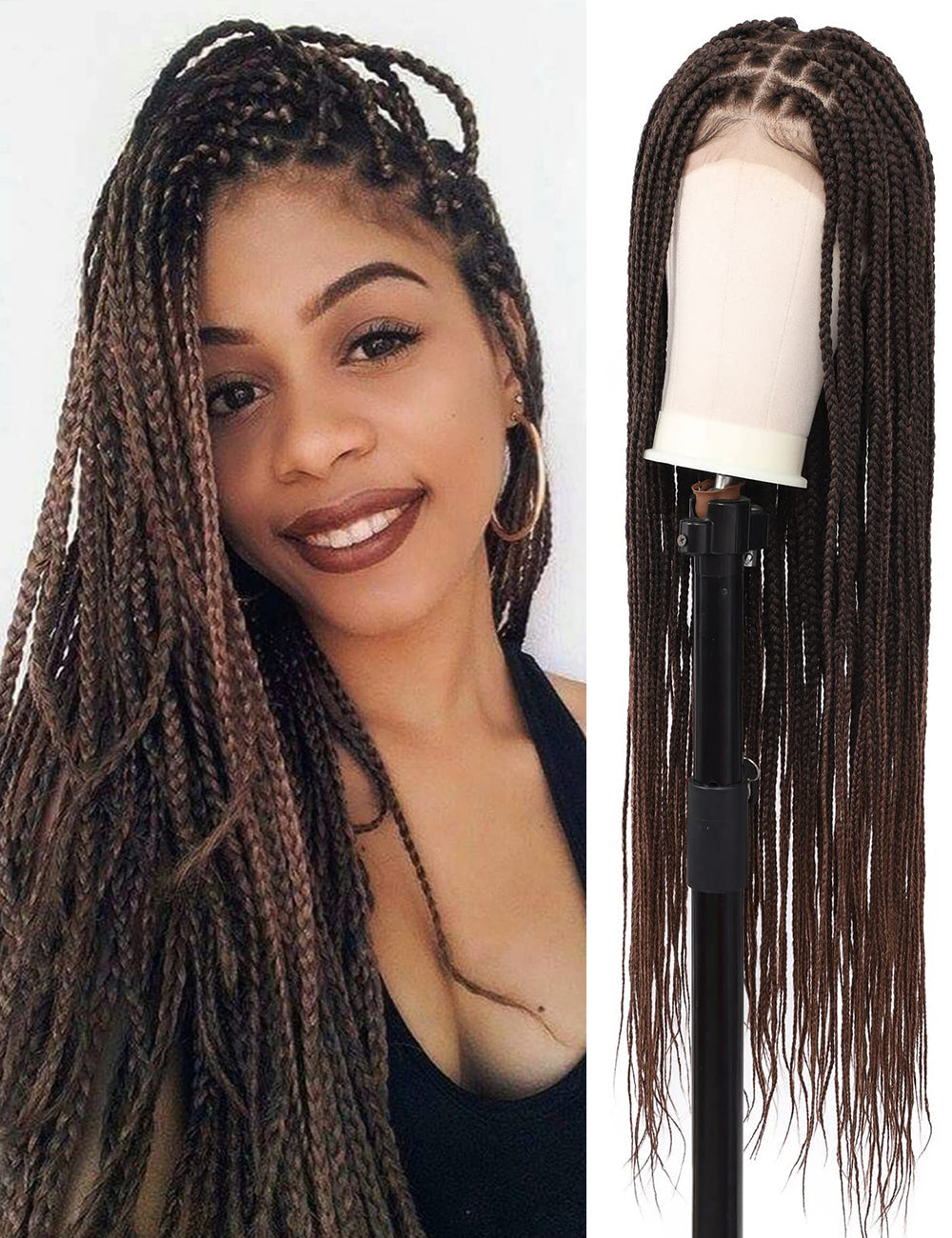 31 Inch Knotless Box Lace Front Braided Wigs-2