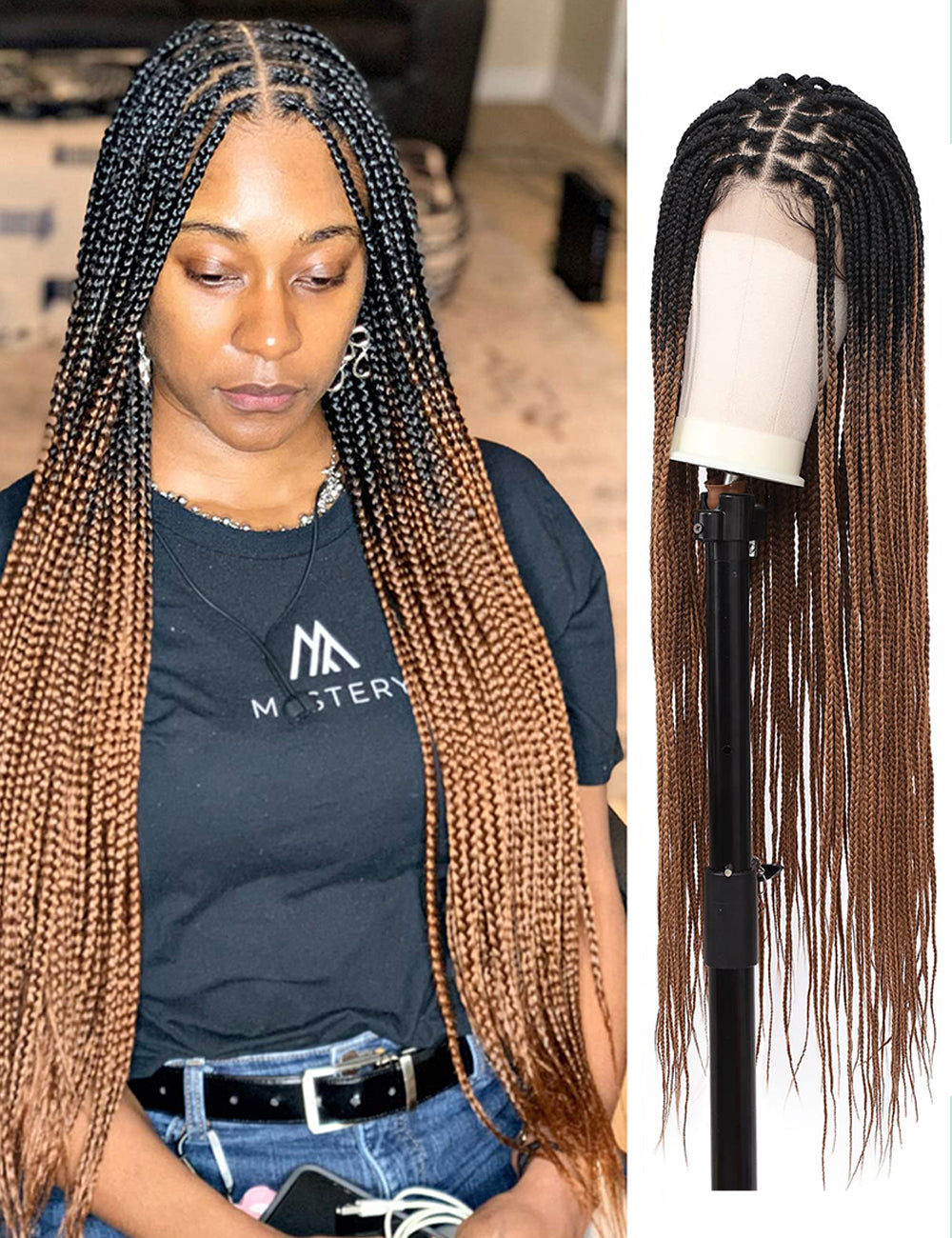 31 Inch Knotless Box Lace Front Braided Wigs-3