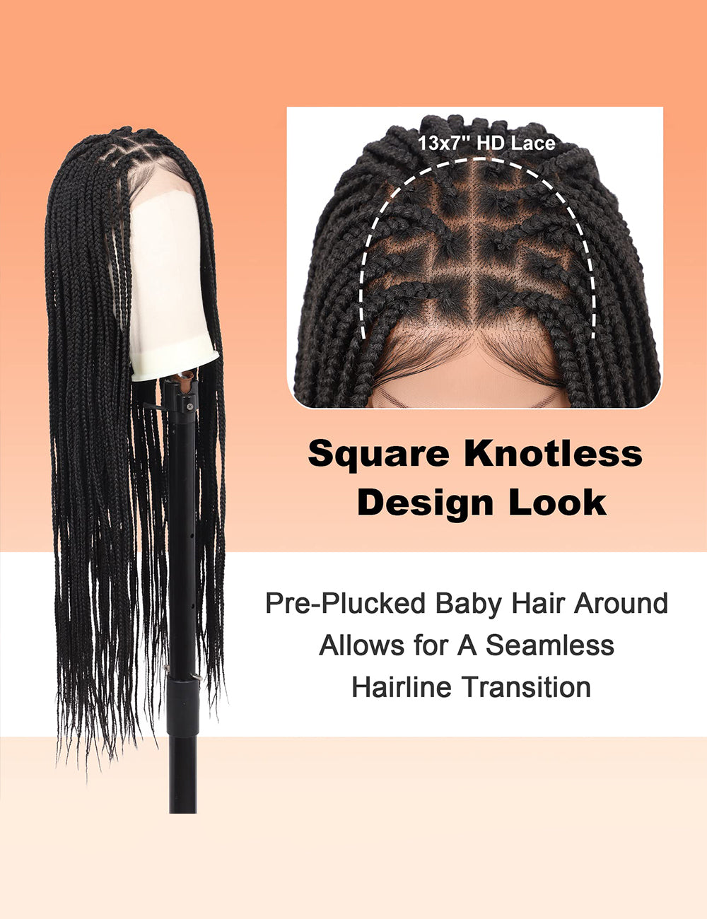 31 Inch Knotless Box Lace Front Braided Wigs-4
