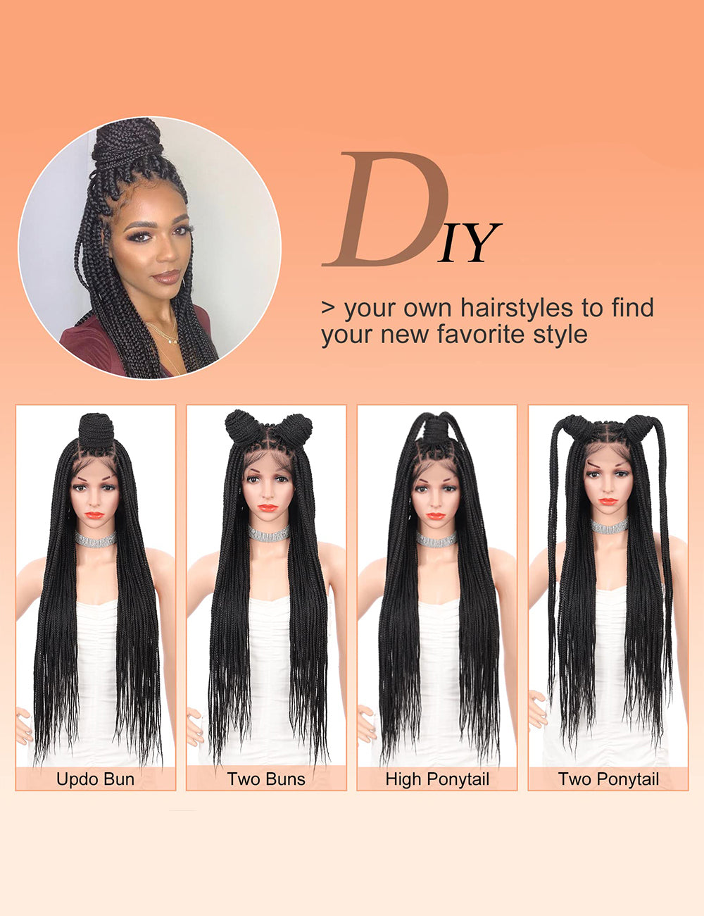 31 Inch Knotless Box Lace Front Braided Wigs-5