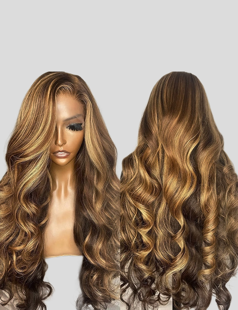 32 Inch Balayage Highlight Wigs Body Wave Colored Wigs 13x4 Frontal Lace Wigs-4