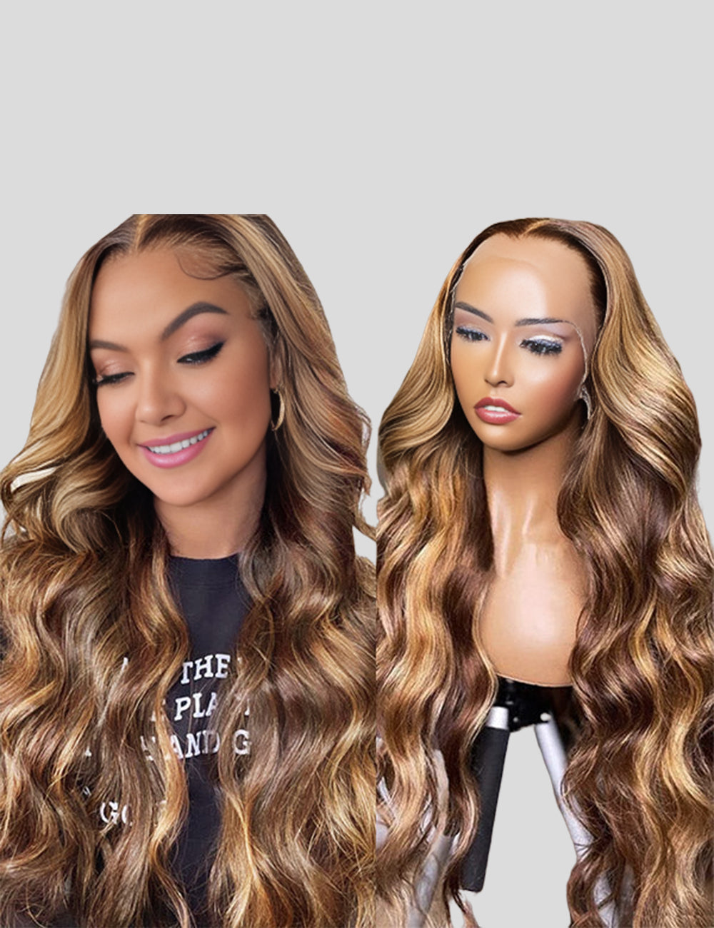 32 Inch Balayage Highlight Wigs Body Wave Colored Wigs 13x4 Frontal Lace Wigs